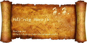 Hönig Henrik névjegykártya